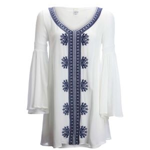 Bell Sleeved Embroidered Tunic/Dress Cover Up